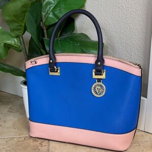 Anne Klein Elegant Blue and Pink Handbag